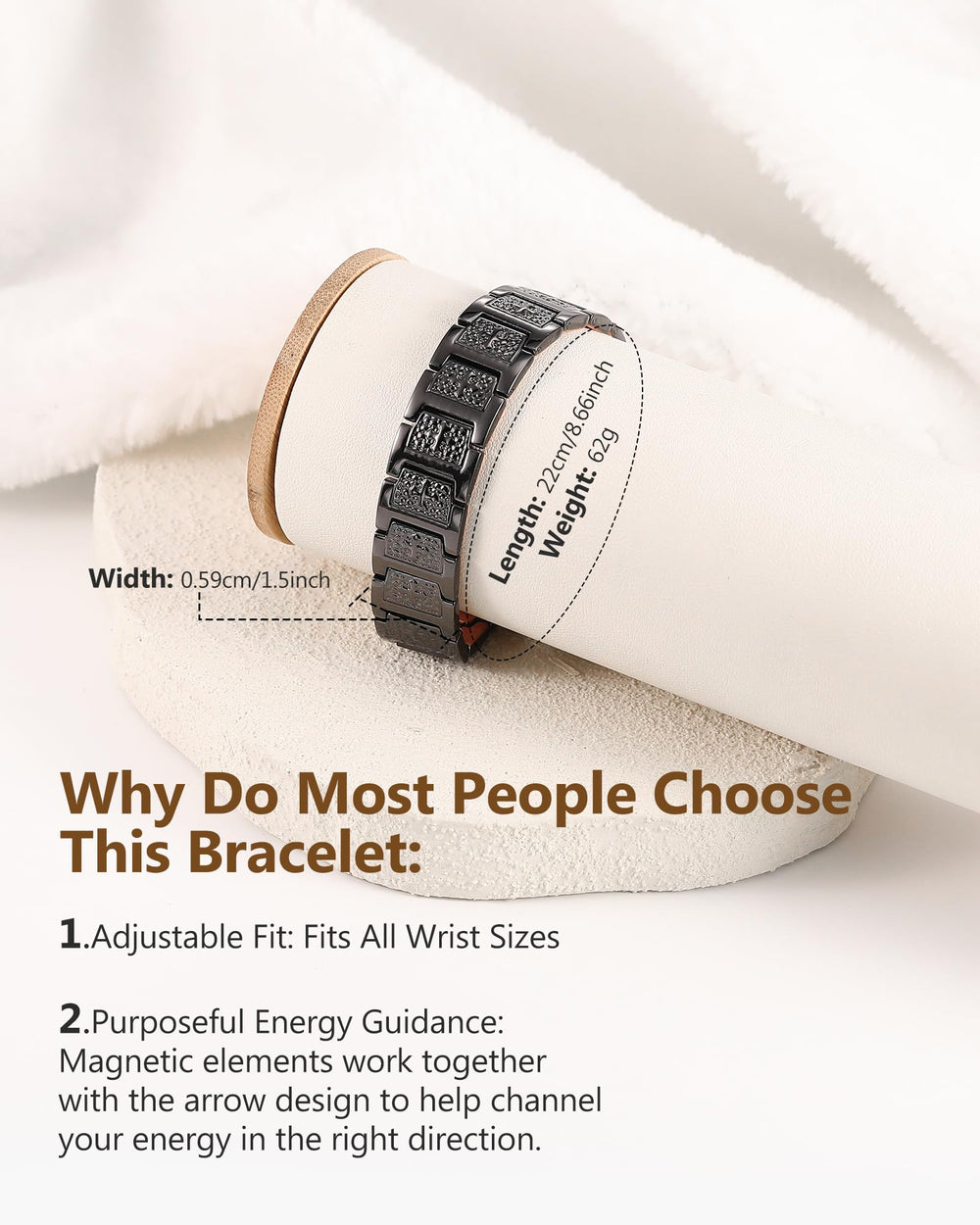Feraco magnet layout detail on the bracelet highlighting placement.