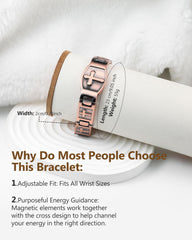 Feraco copper cross bracelet magnets detail reveals magnets for balanced wear.