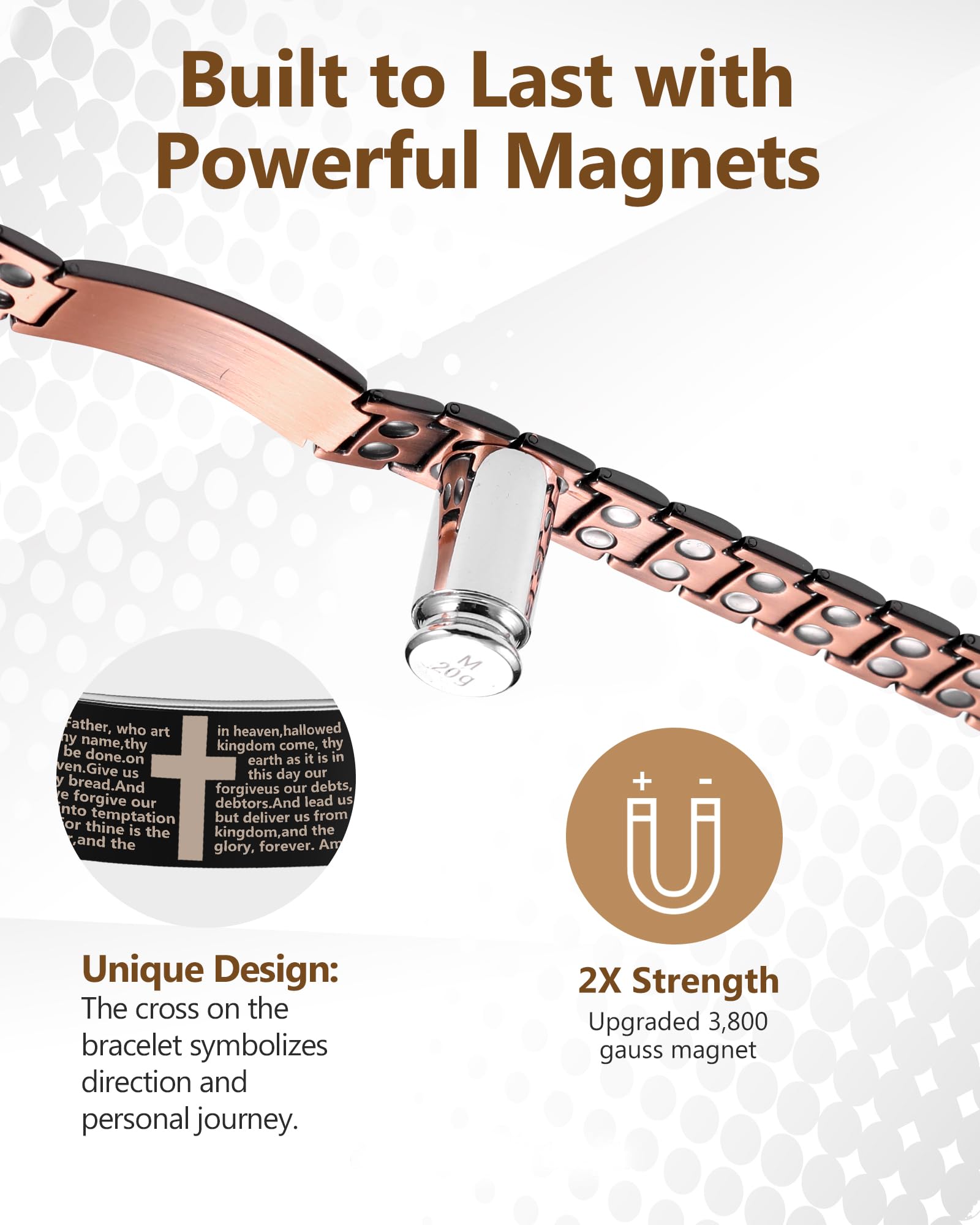 Feraco copper cross bracelet black finish with masculine look
