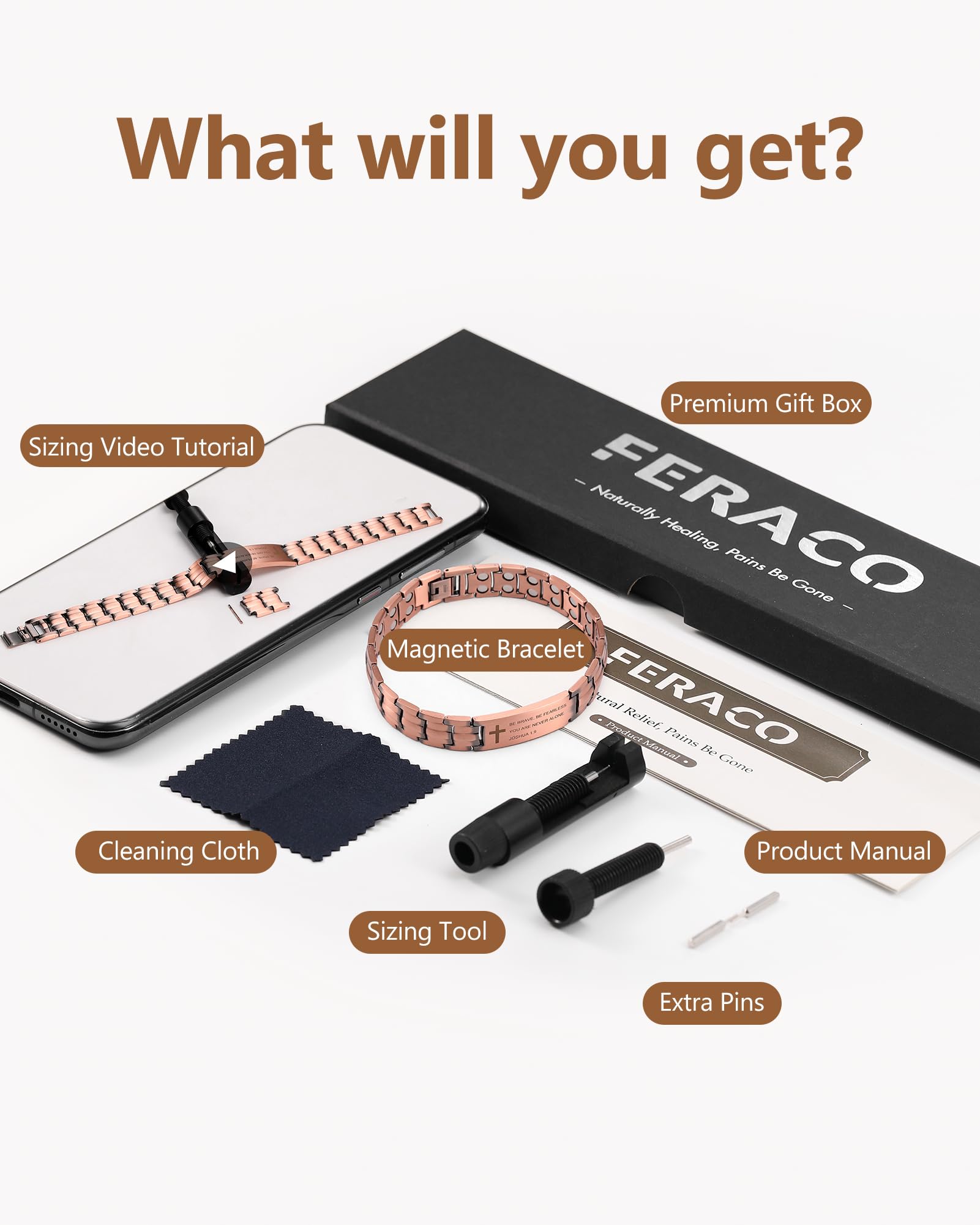 Feraco copper cross bracelet on wrist balances daily wear with style