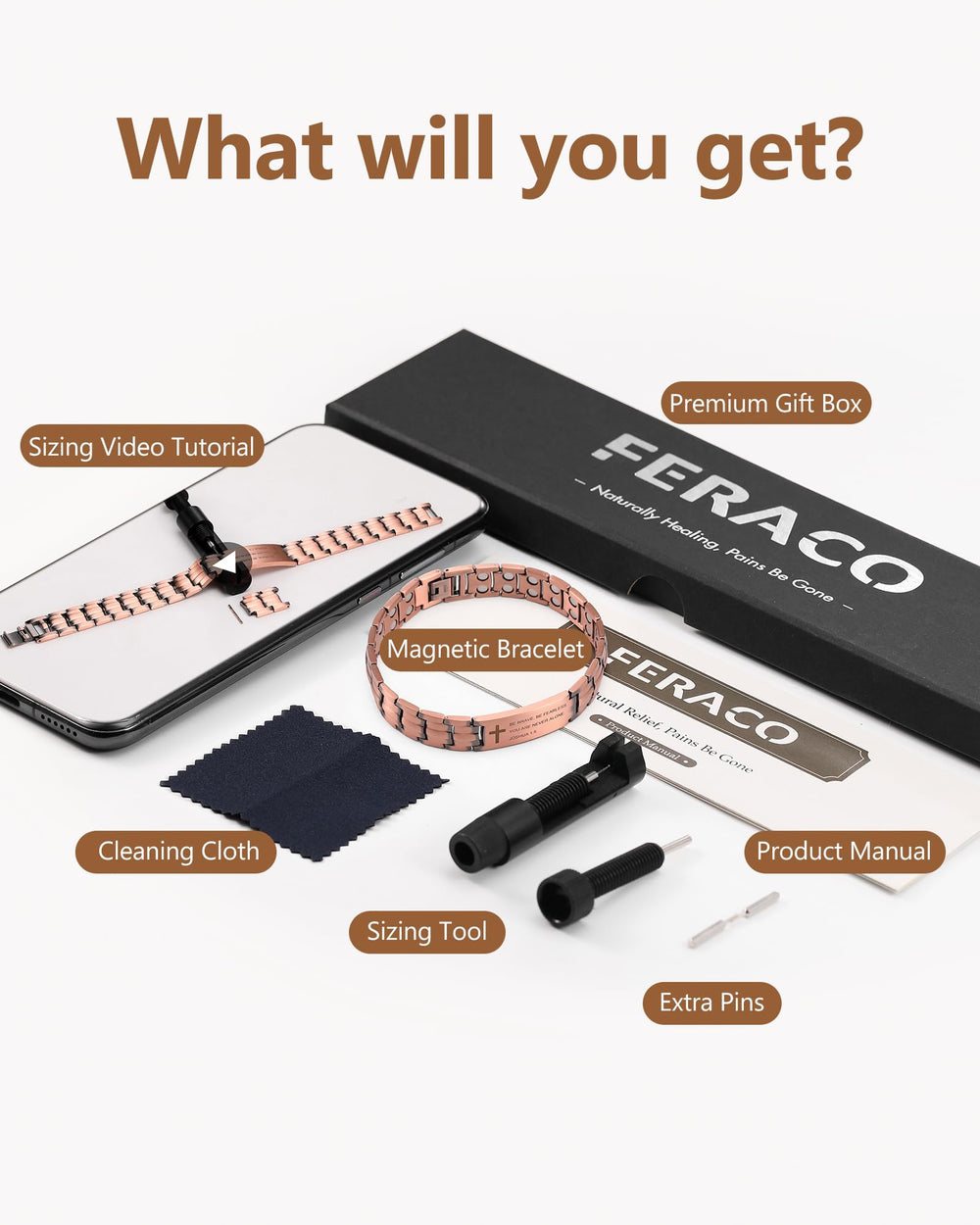 Feraco copper cross bracelet on wrist balances daily wear with style
