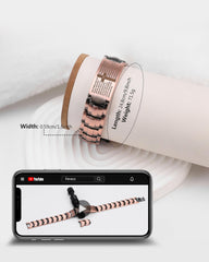Feraco copper cross bracelet packaging presented as an elegant gift.