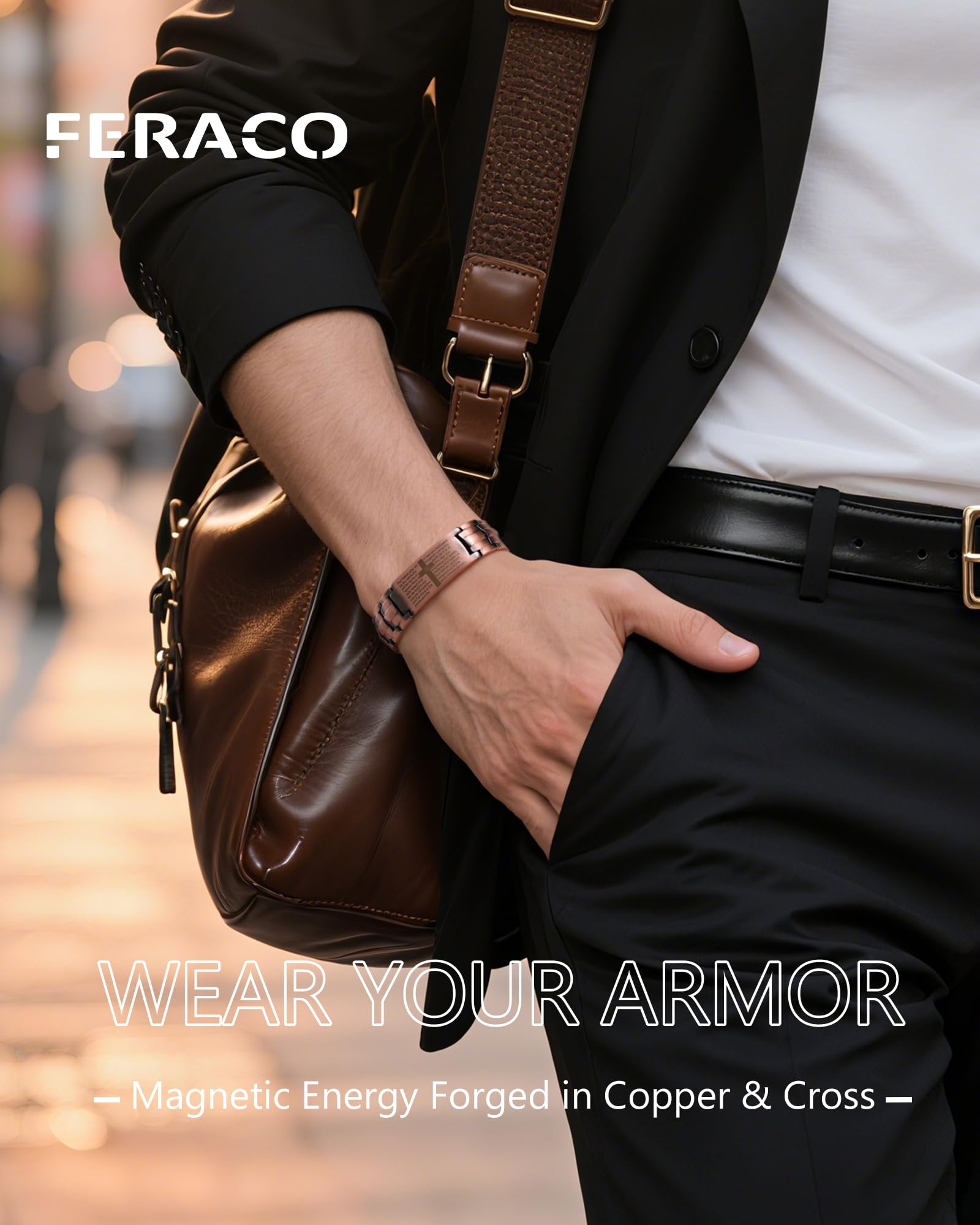 Feraco sizing tool and adjustable length for a precise fit.