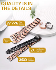 Feraco copper magnetic bracelet side view showing double-row magnets