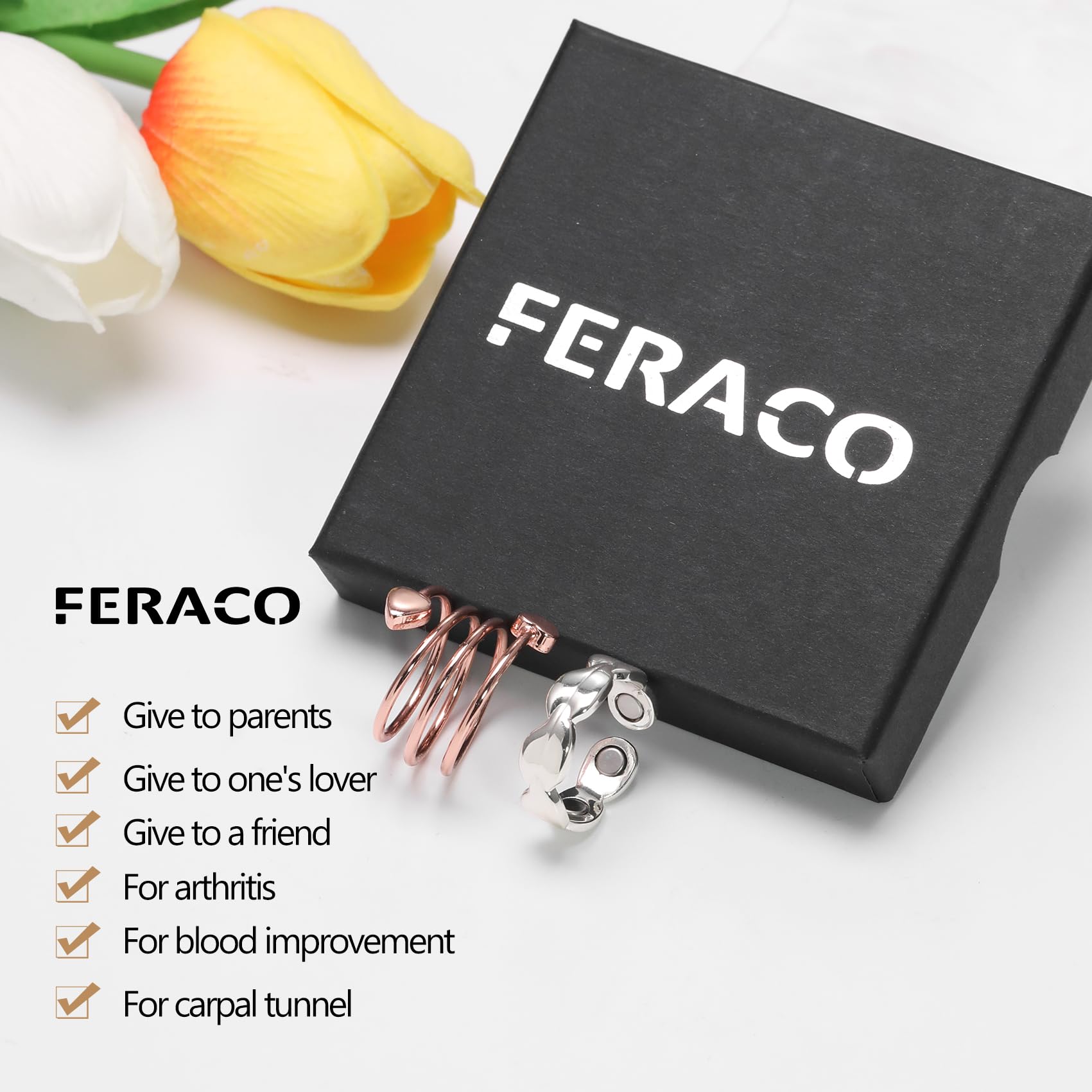 Feraco copper magnetic ring sleek, discreet magnet complements modern style.