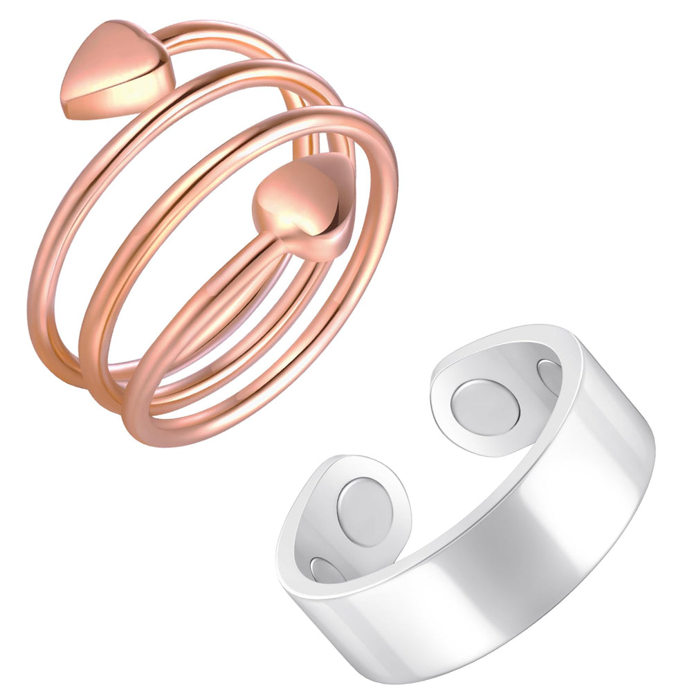 Feraco copper magnetic rings worn on the hand as an elegant everyday accessory.