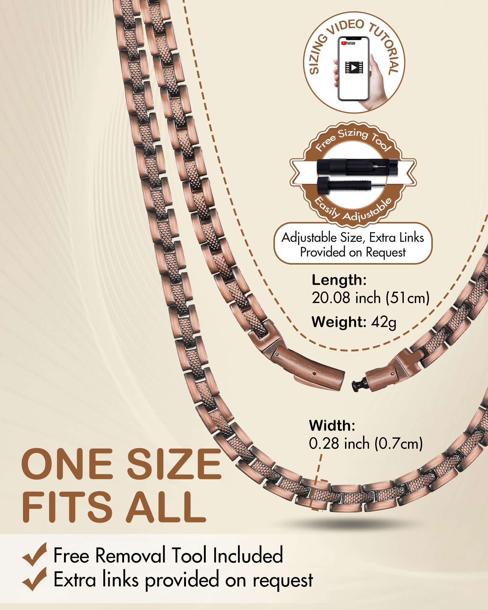Feraco copper necklace daily-wear ready with durable construction.