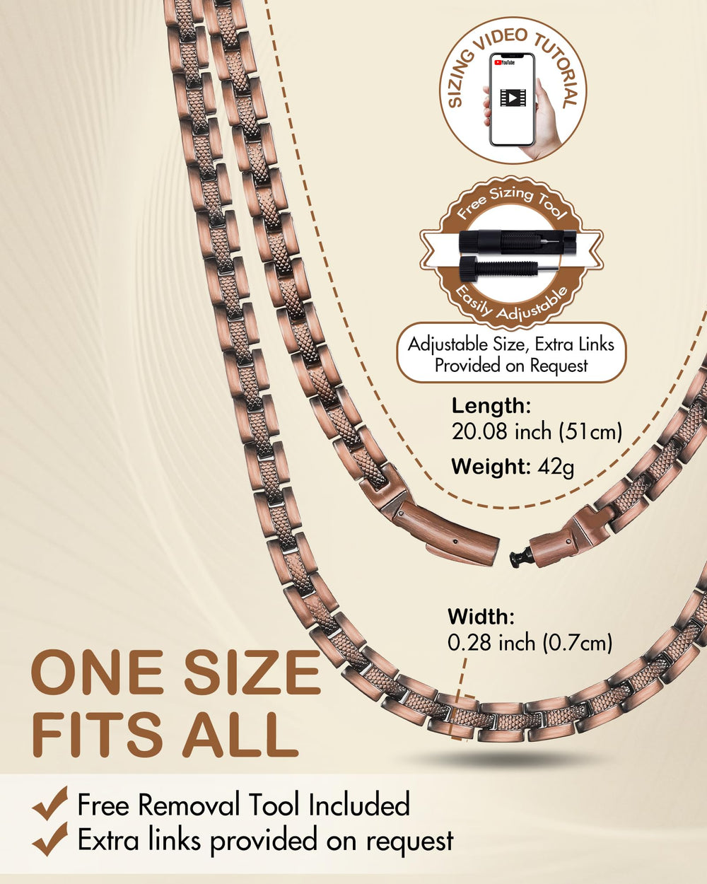 Feraco copper necklace daily-wear ready with durable construction.