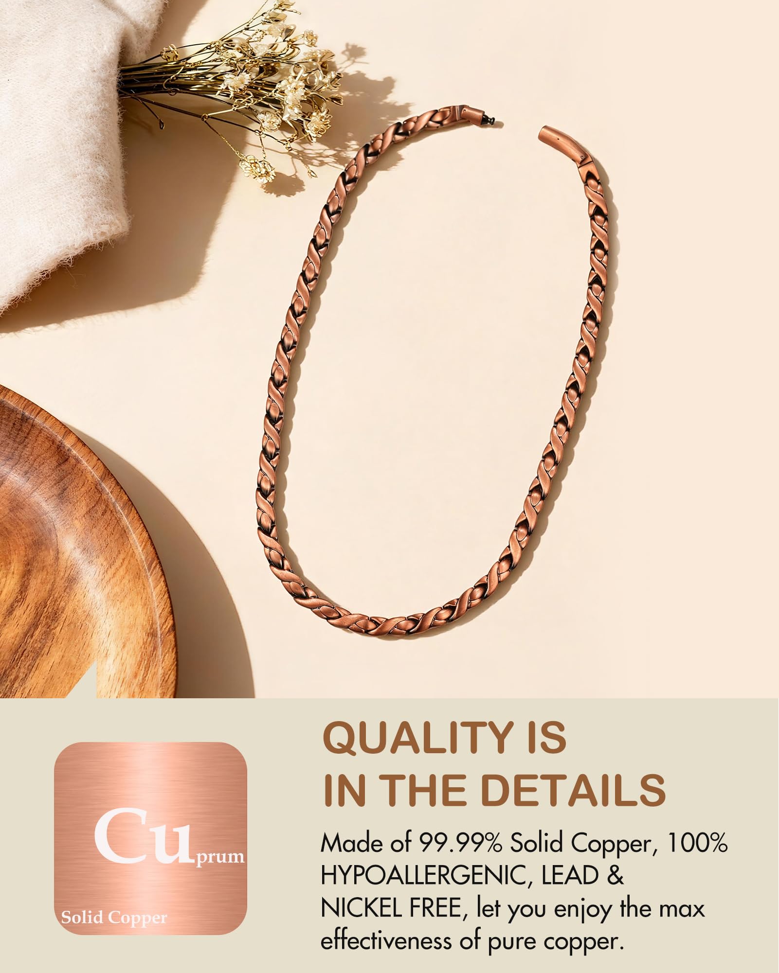 Feraco Copper Necklace gift-boxed presentation for gifting and unboxing appeal