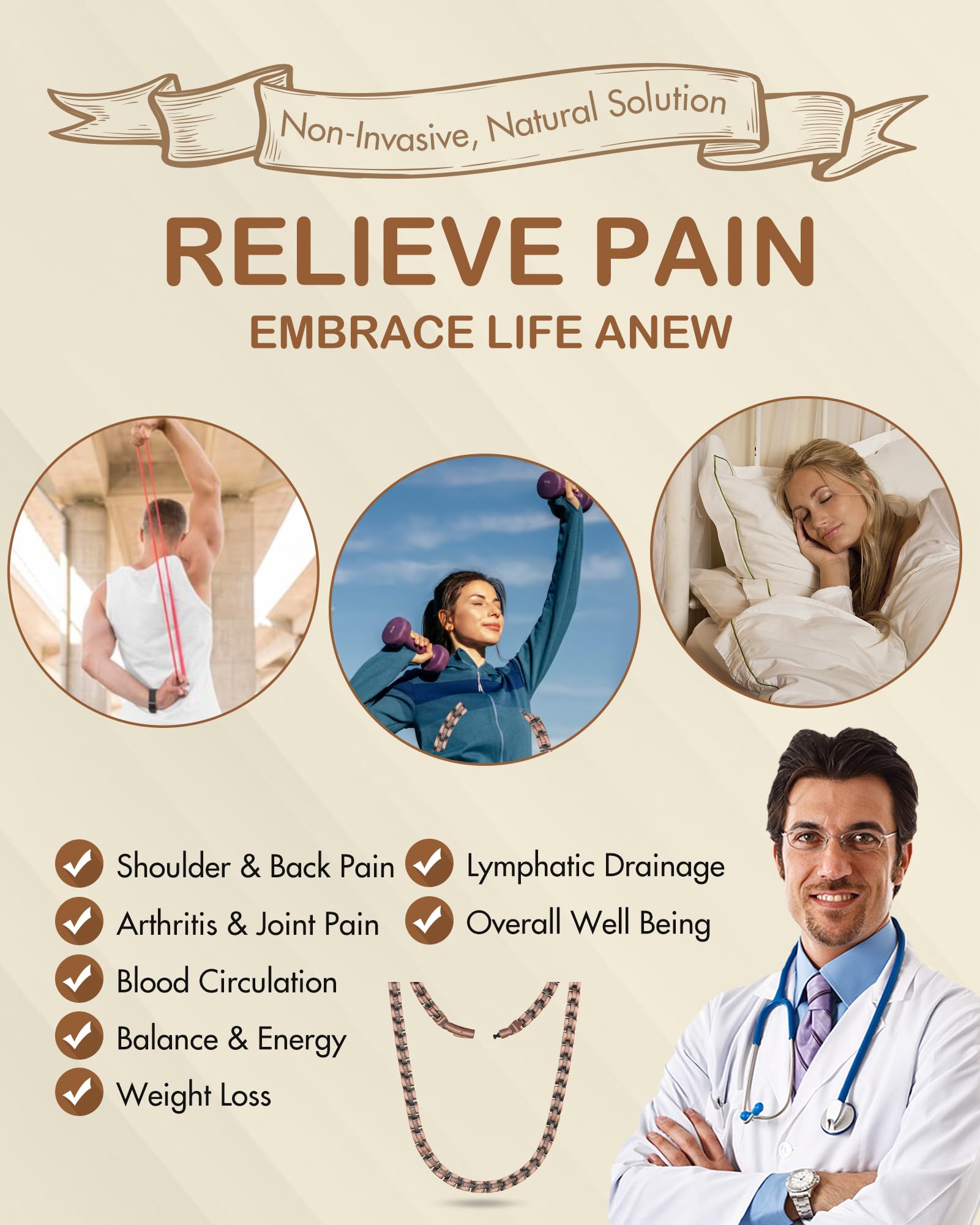 Feraco copper necklace hypoallergenic materials ensure skin-friendly comfort.