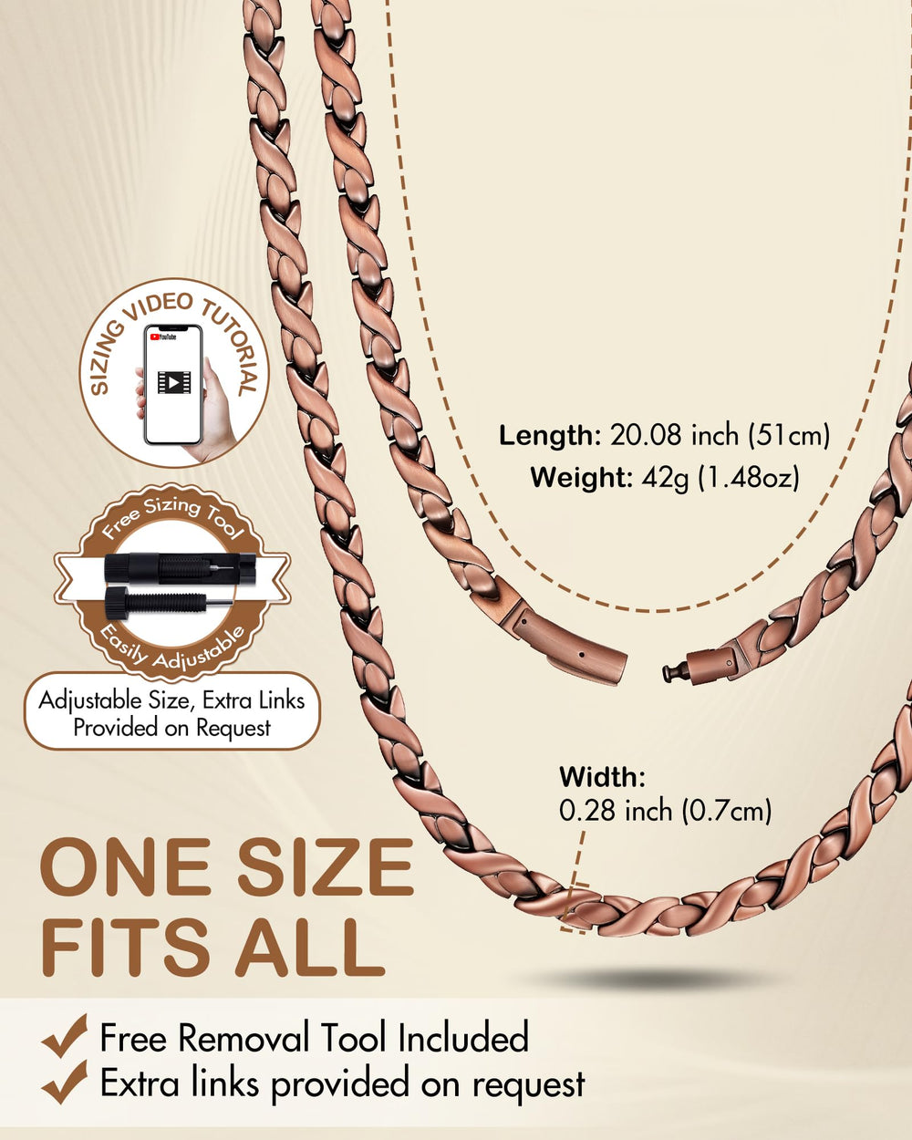 Feraco Copper Necklace lacquered-finish close-up highlights scratch resistance