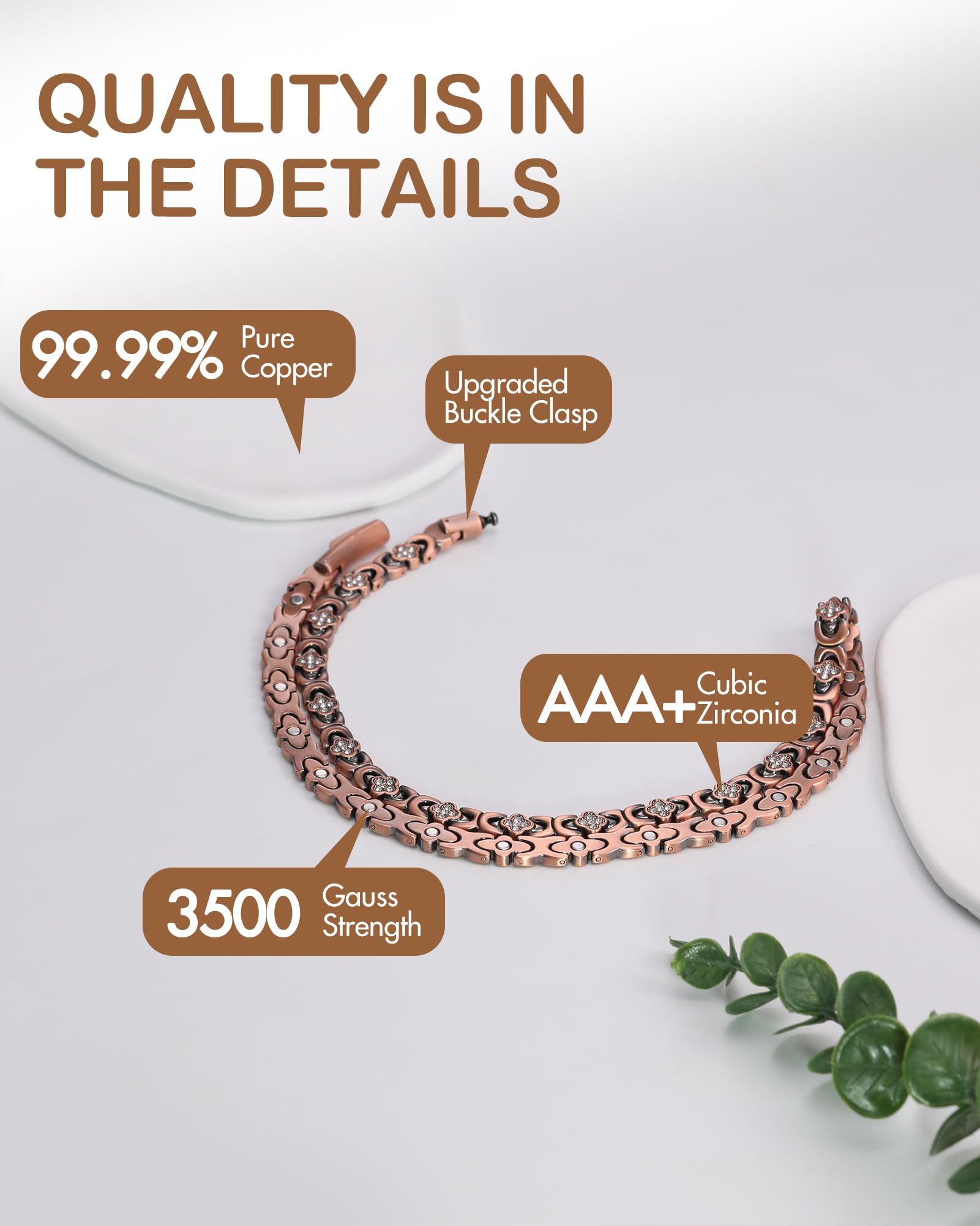 Feraco copper necklace lacquered finish resists scratches