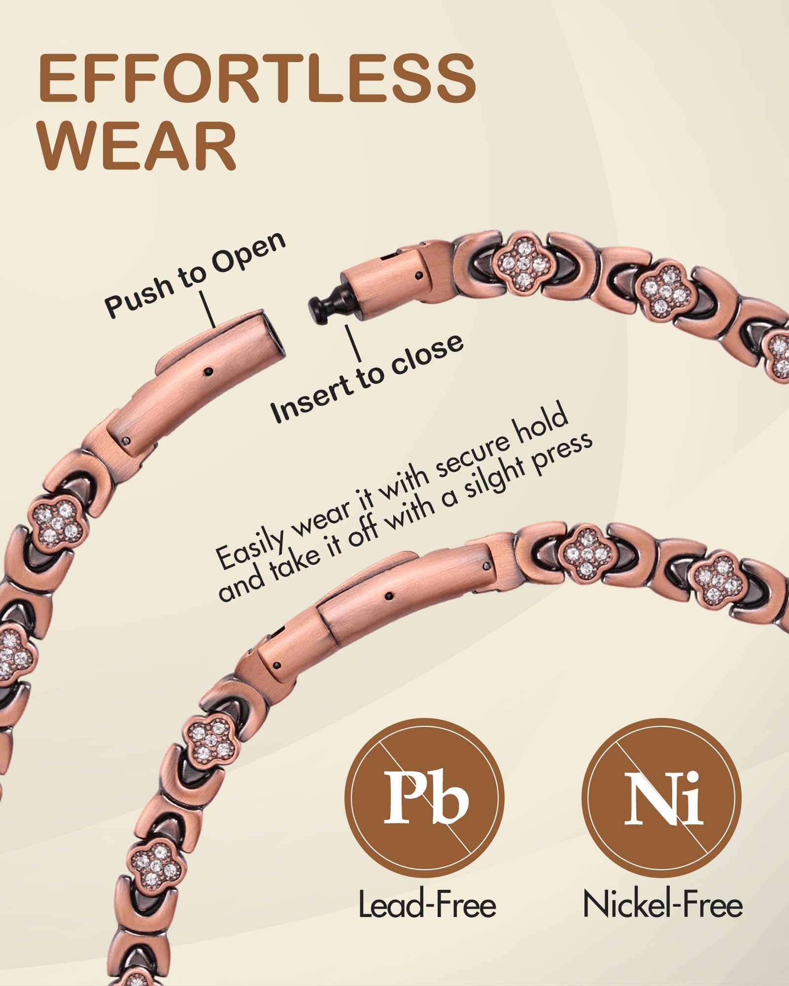Feraco copper necklace with sizing tool for a perfect fit