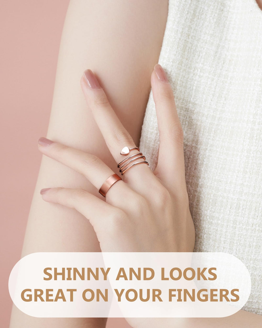 Feraco copper flower-design ring, stylish magnetic accessory for any occasion