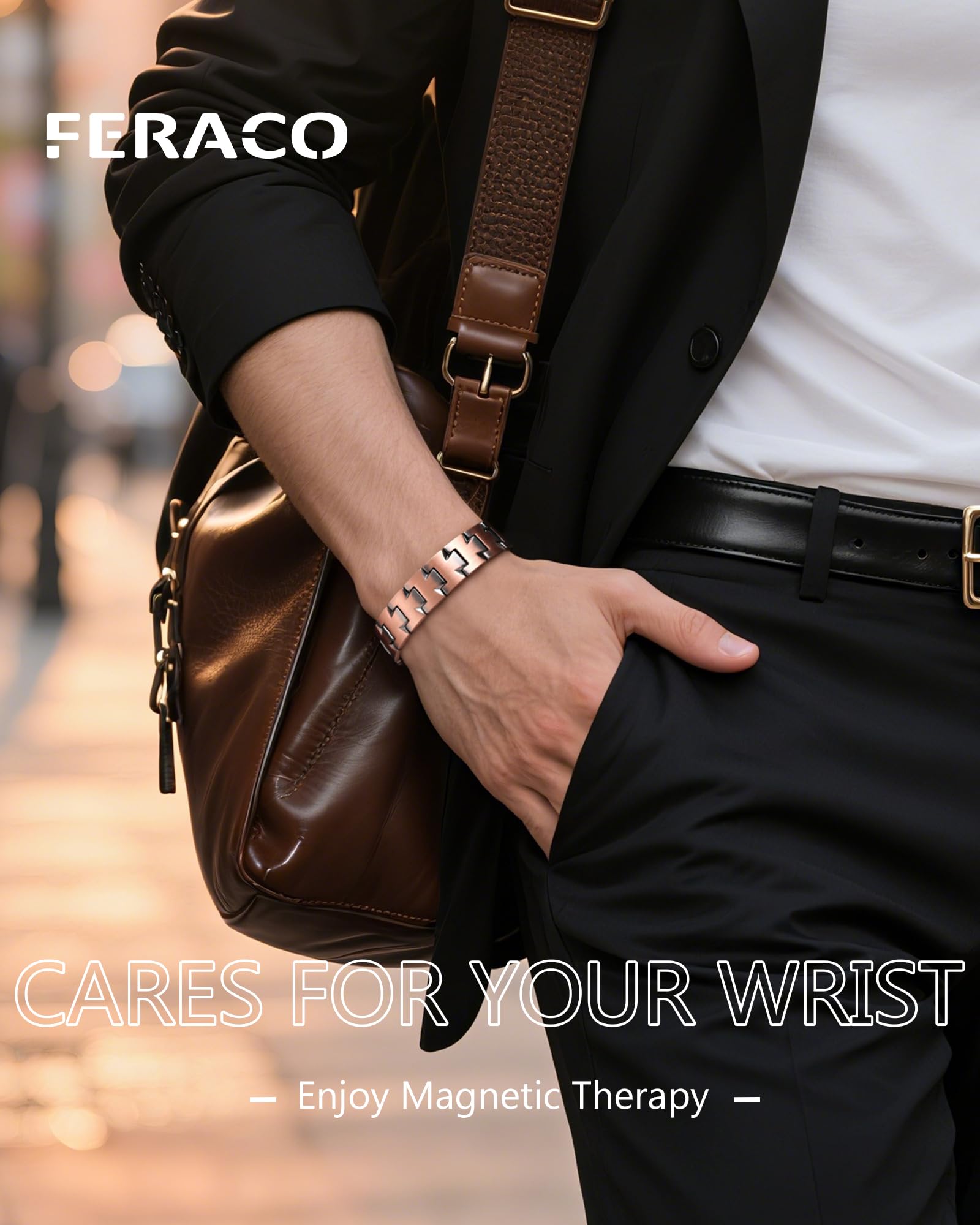 Feraco cross bracelet T-pattern design blends style with magnet layout