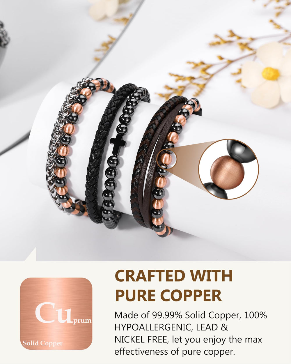 Feraco cross charm detail enhances casual and formal looks.