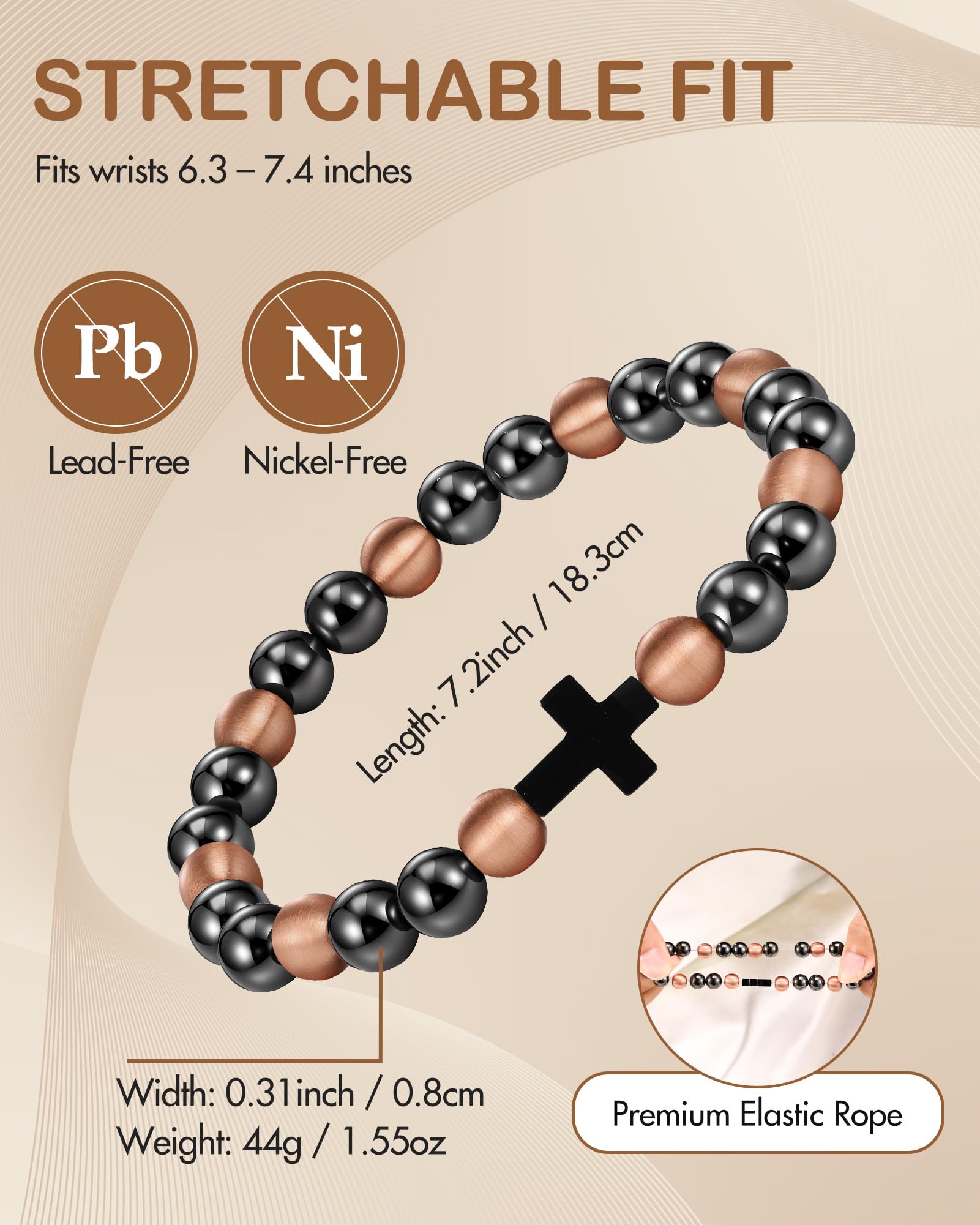 Feraco cross detail with stainless steel accent for a striking look