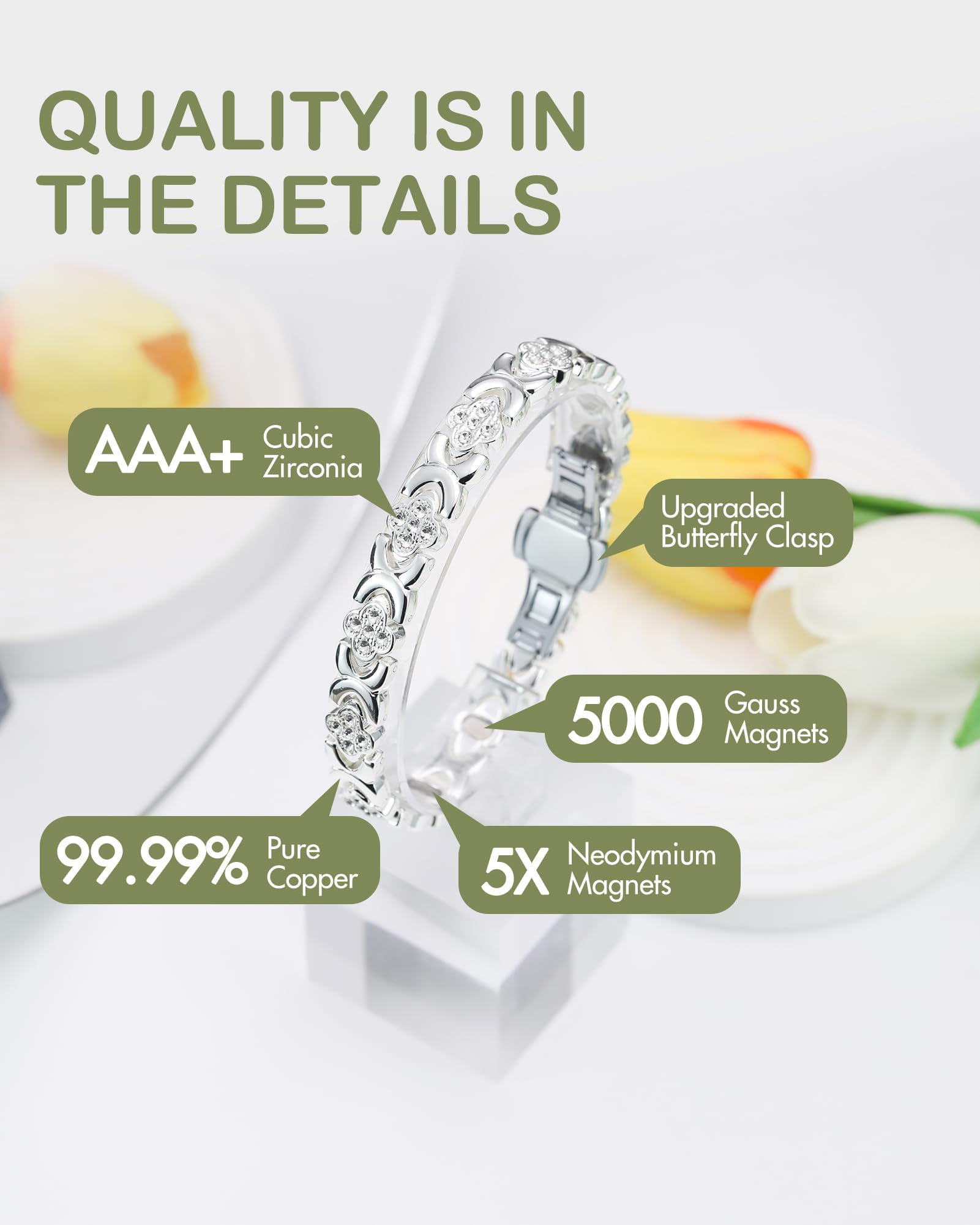 Feraco Cubic zirconia accents sparkle with refined sophistication.