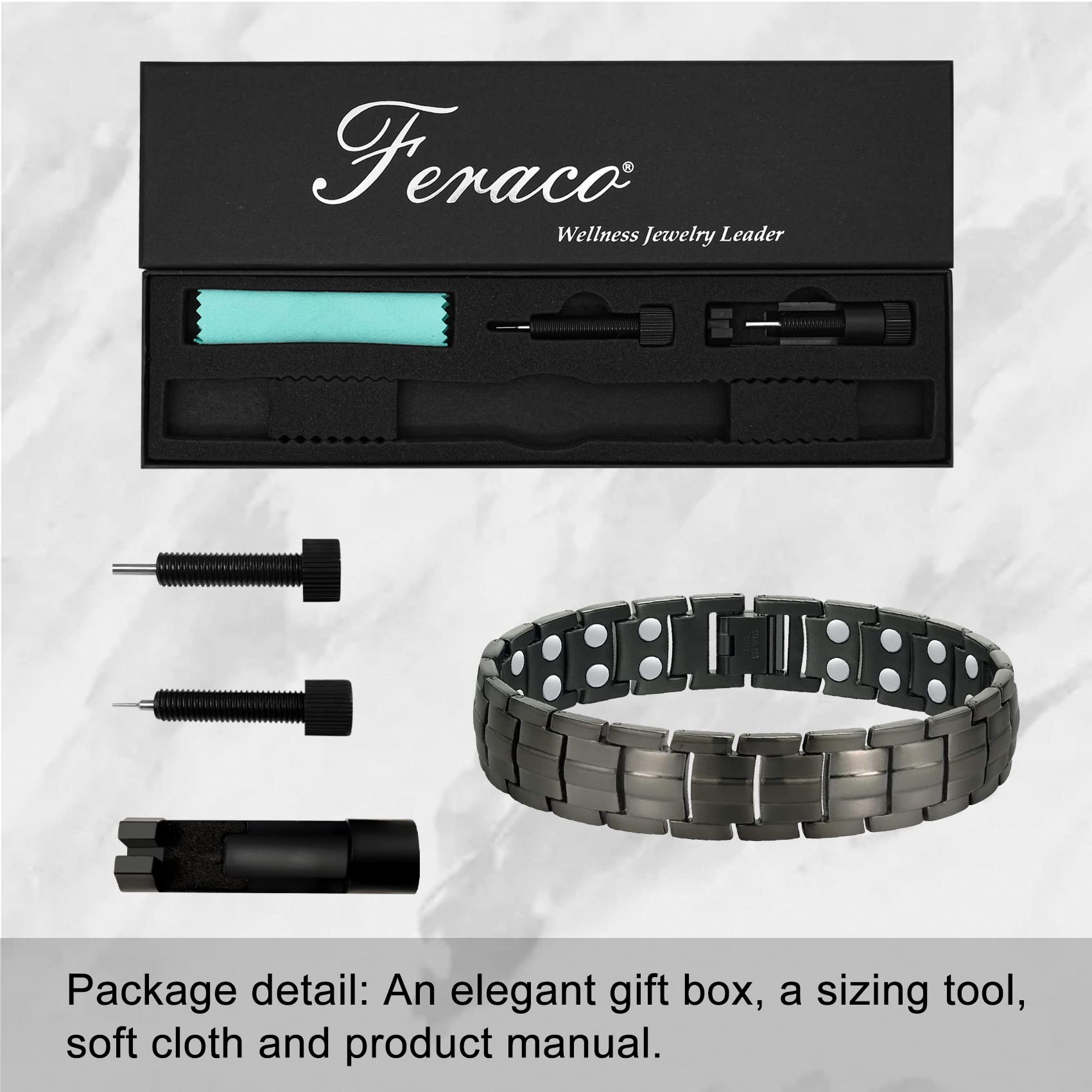 Feraco titanium steel bracelet suitable for business and outdoor wear.