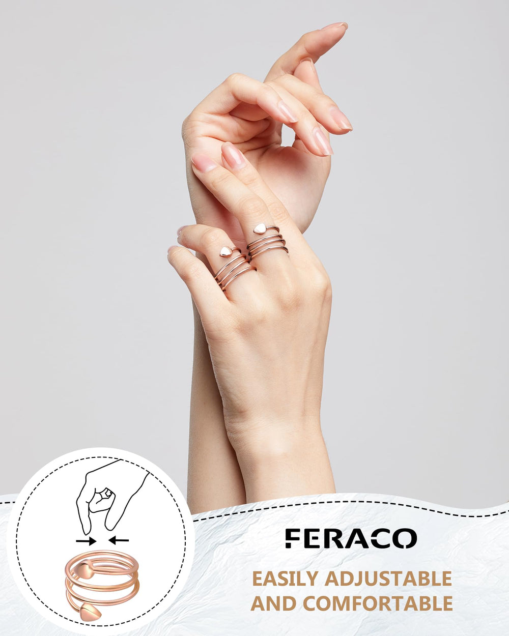 Feraco elegant-sleek copper ring with discreet magnetic design.