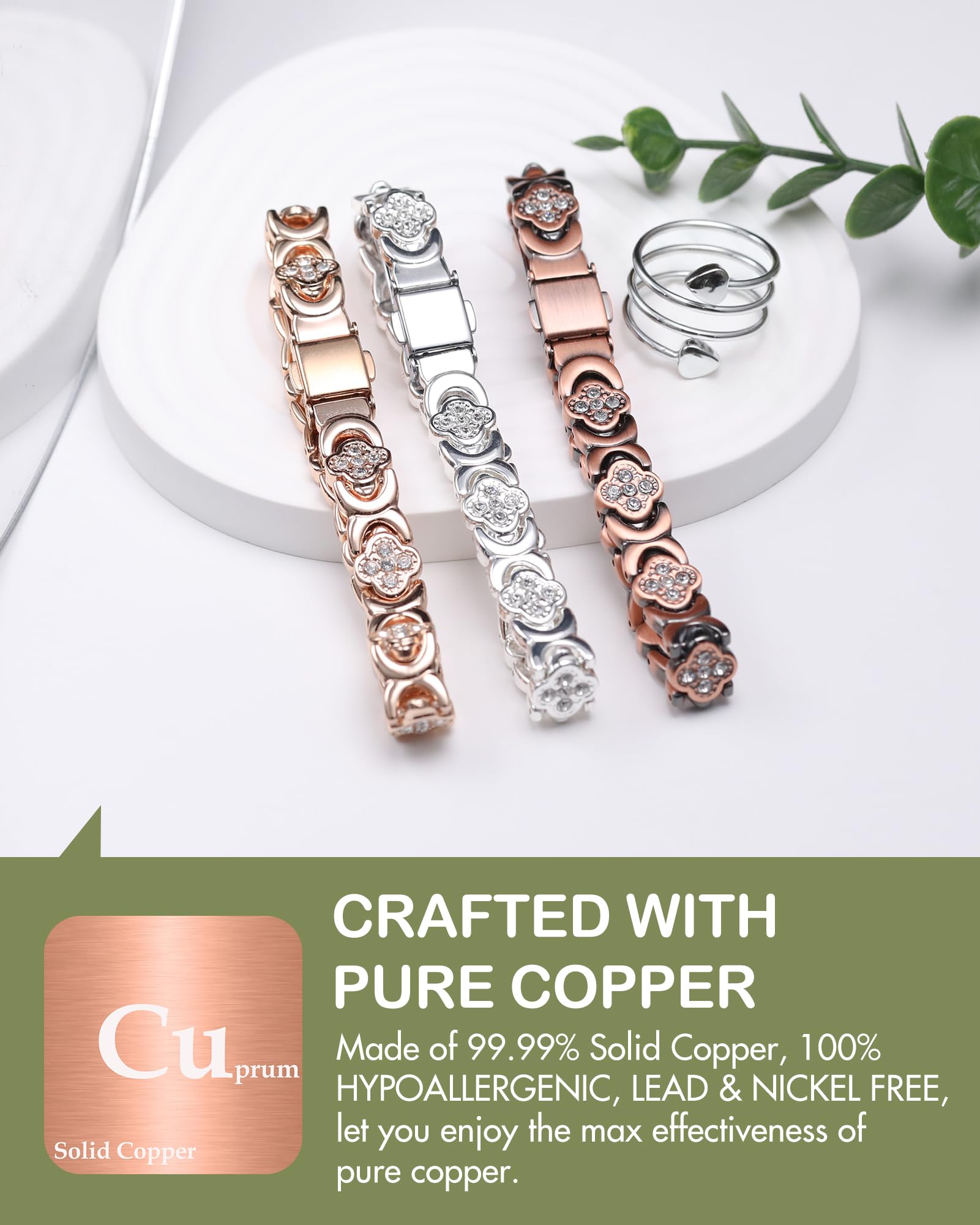 Feraco four-leaf clover infinity design with cubic zirconia on bracelet