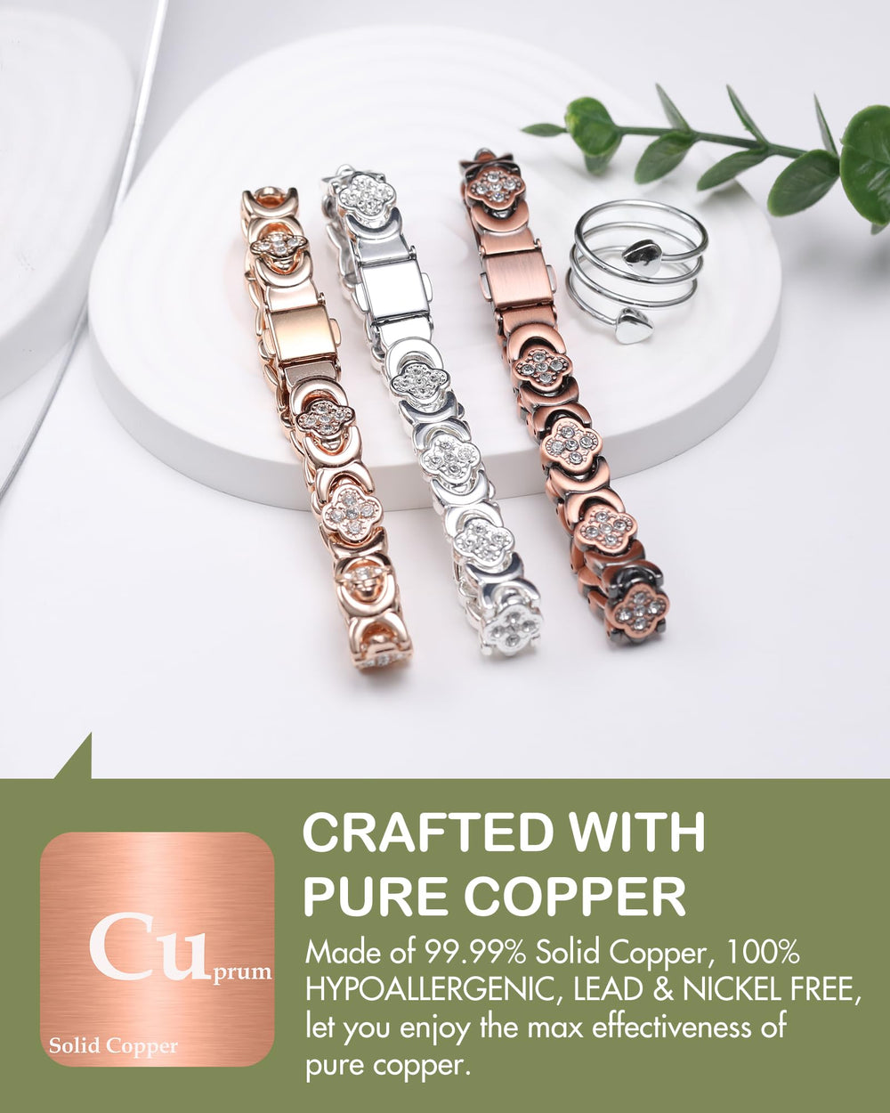 Feraco four-leaf clover infinity design with cubic zirconia on bracelet
