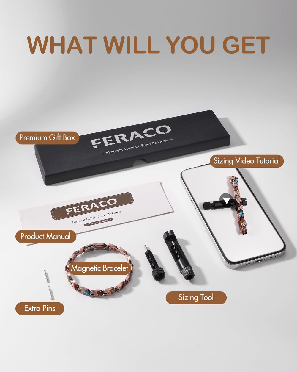 Feraco gift box includes sizing tool for a thoughtful present.