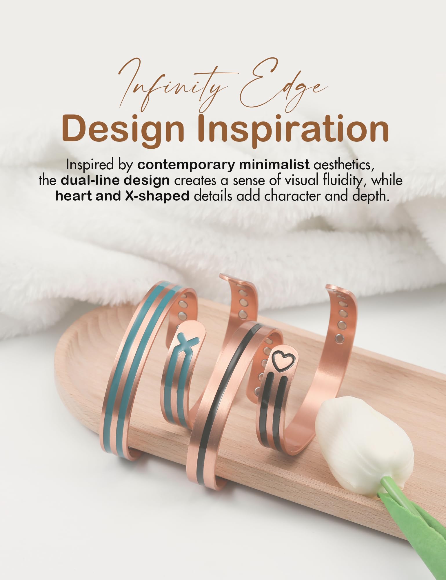 Feraco heart and X design enhances visual appeal.