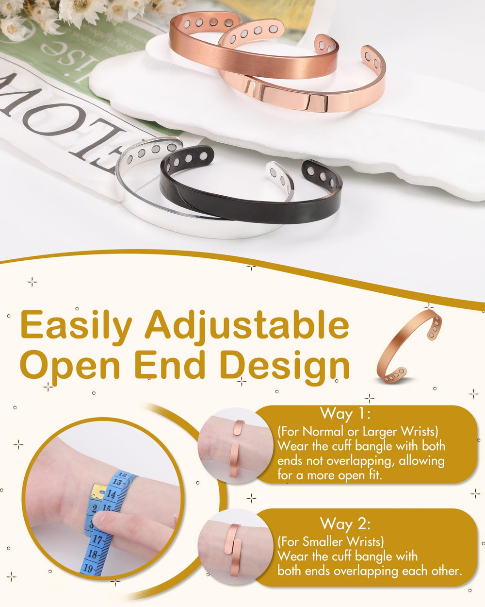 Feraco hypoallergenic copper bracelet, nickel-free for sensitive skin.