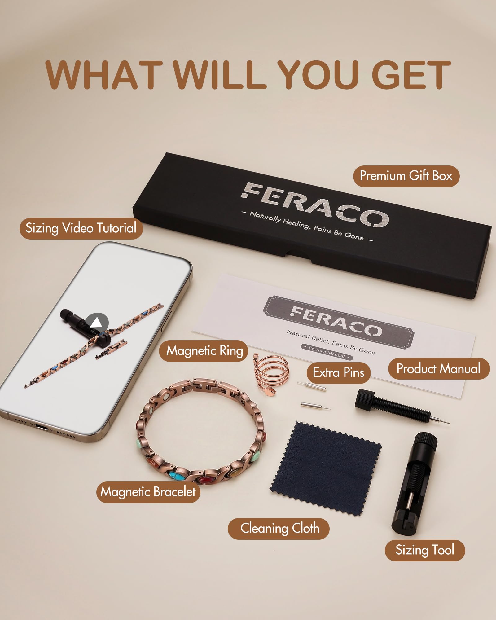 Feraco hypoallergenic copper jewelry without lead or nickel.