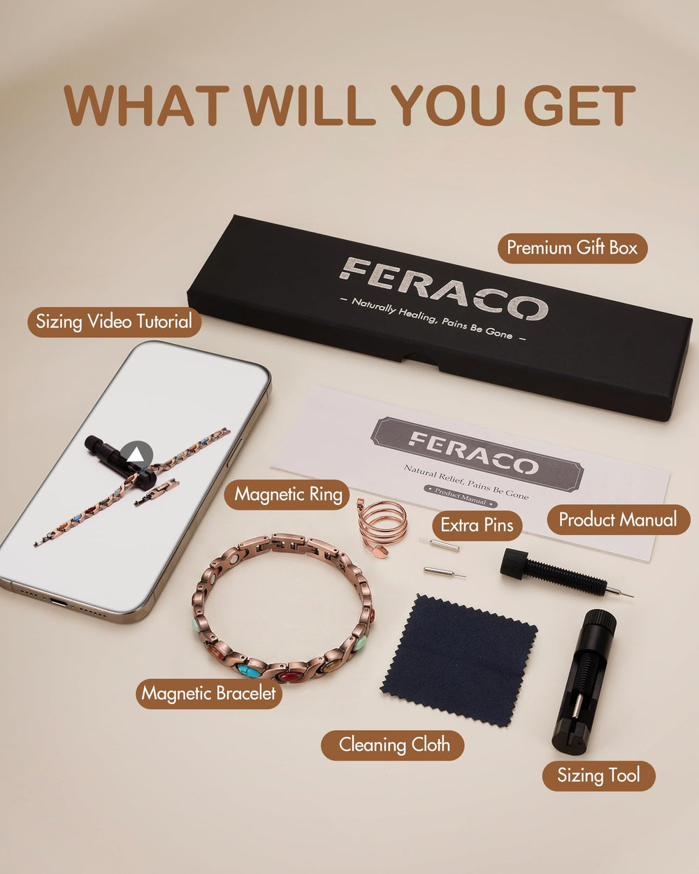 Feraco hypoallergenic copper jewelry without lead or nickel.
