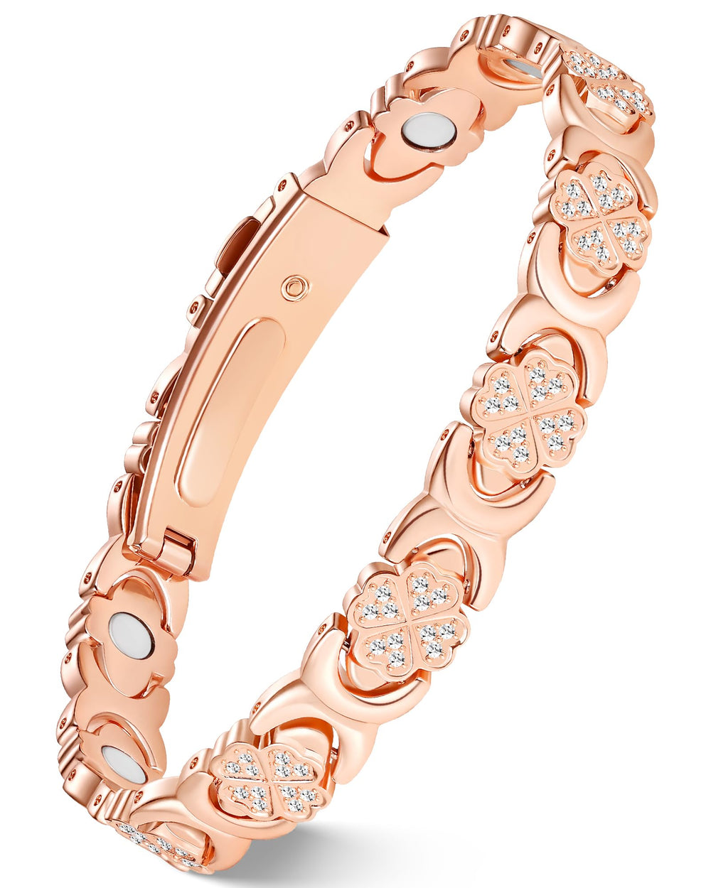 Feraco Infinite Clover copper magnetic bracelet for daily elegance and sparkle.