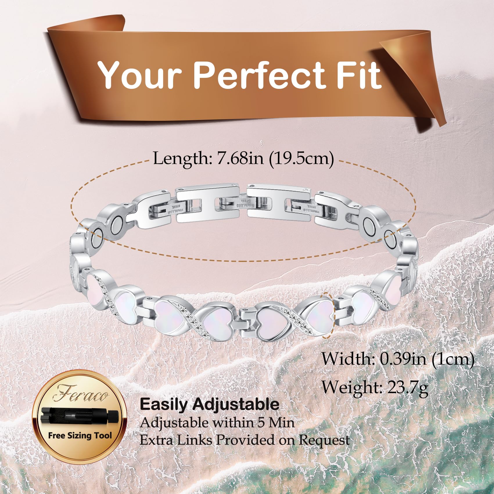 Feraco infinite symbol design adds a timeless, romantic touch.