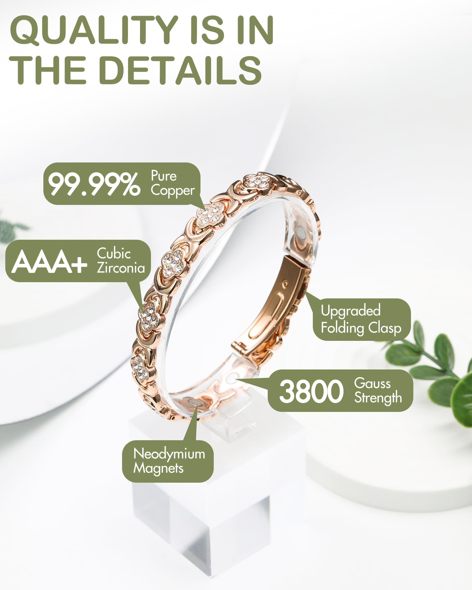 Feraco Infinity Clover Design features an timeless symbol with subtle zirconia sparkle.