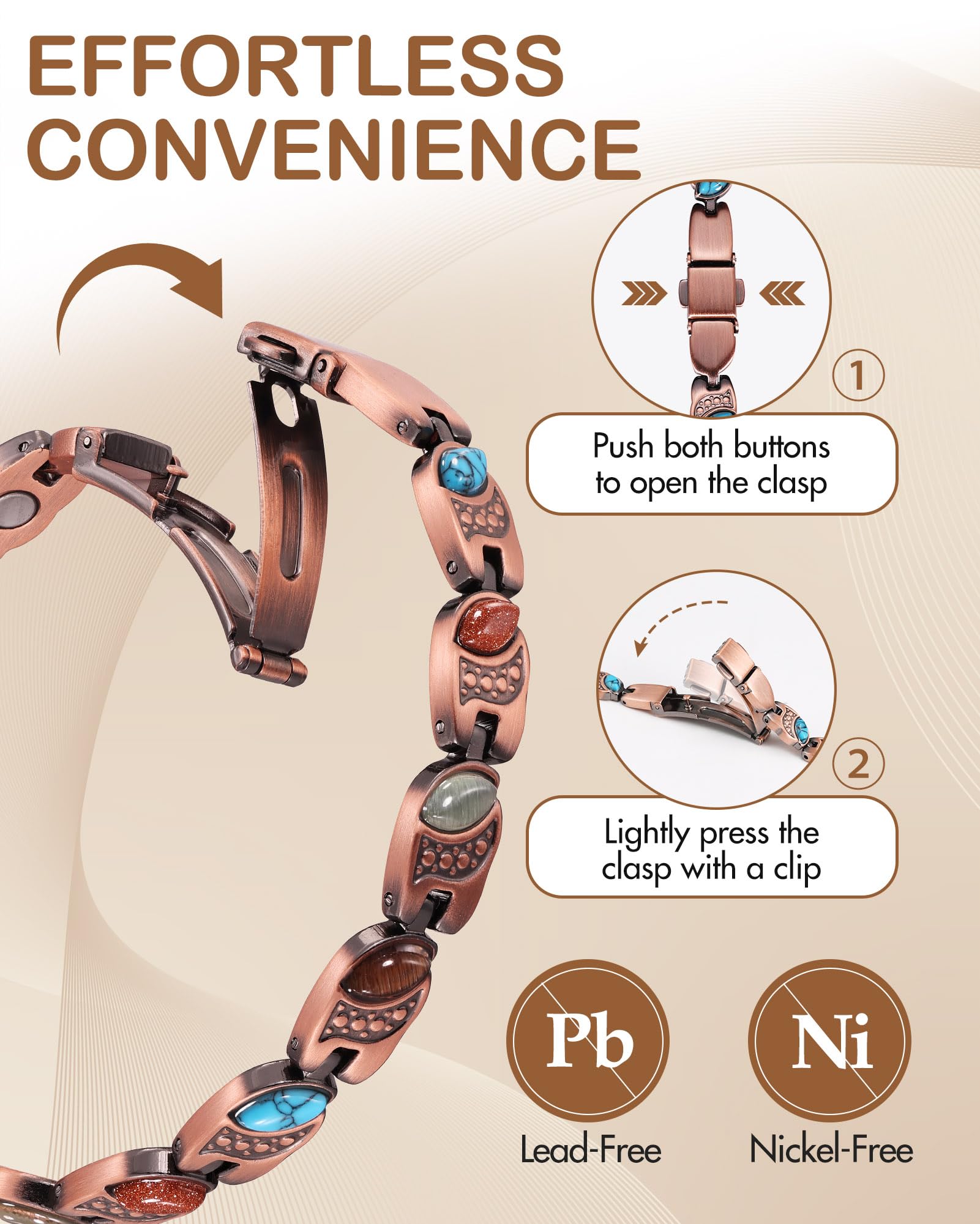 Feraco lightweight, waterproof bracelet ideal for daily wear.
