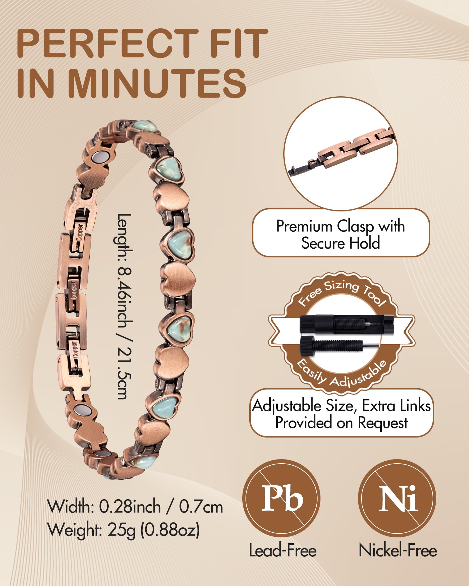 Feraco lightweight, waterproof bracelet designed for all-day wear.