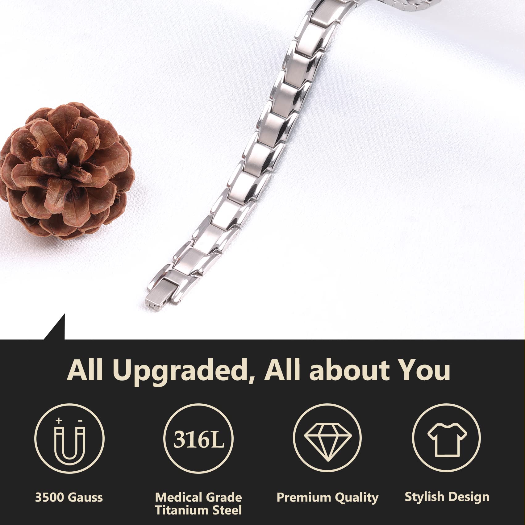 Feraco magnetic bracelet highlights 18 magnets sit near the wrist for targeted contact