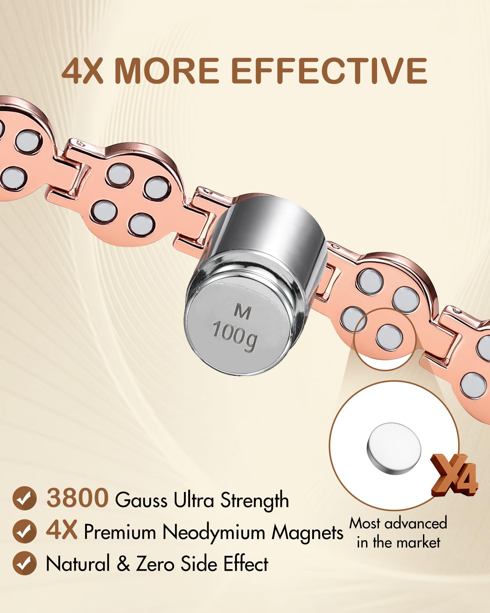 Feraco magnetic bracelet with 3800 gauss magnets for a bold, modern touch.