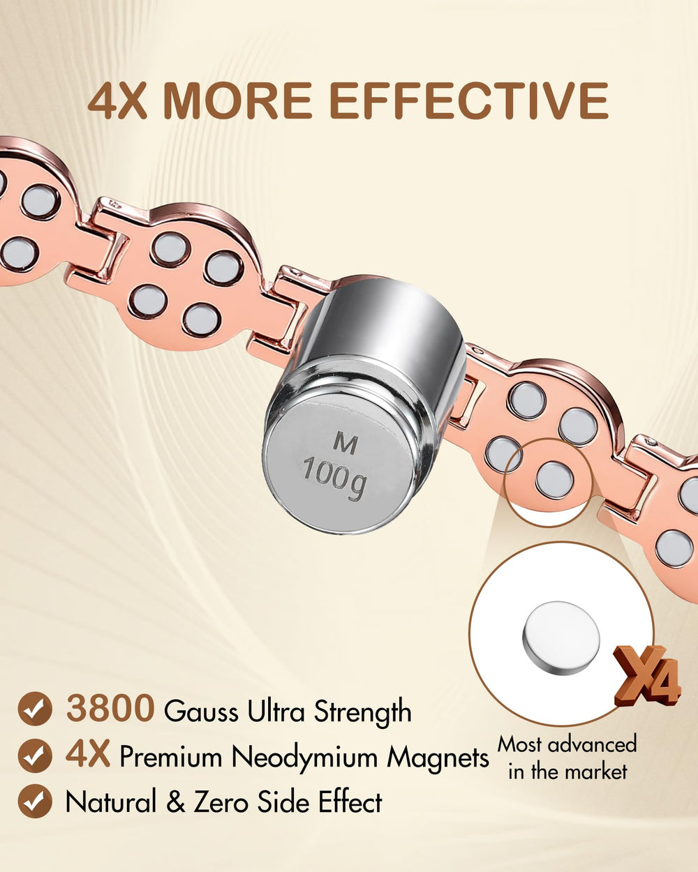 Feraco magnetic bracelet with 3800 gauss magnets for a bold, modern touch.