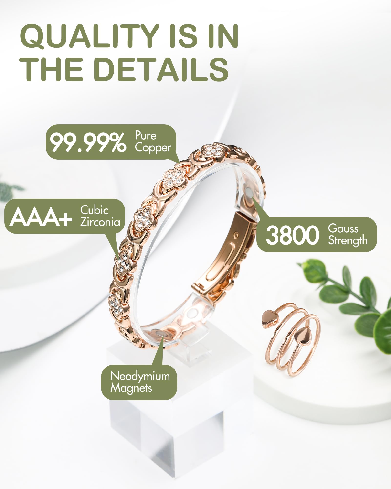Feraco magnetic bracelet clasp enabling easy on/off and secure wear