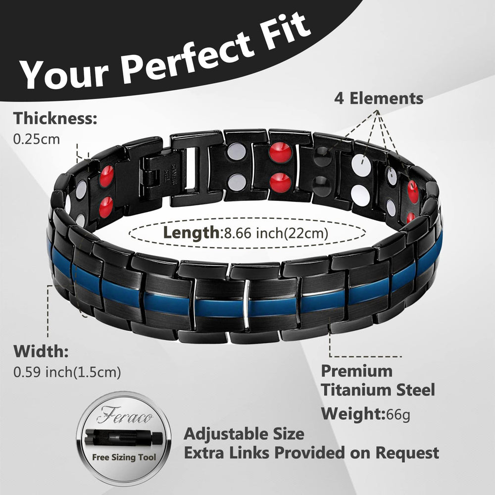 Feraco magnetic bracelet magnets close-up reveals four-element arrangement.