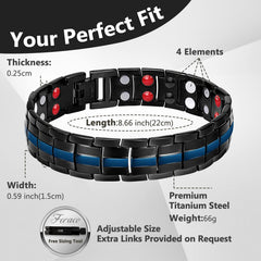 Feraco magnetic bracelet magnets close-up reveals four-element arrangement.