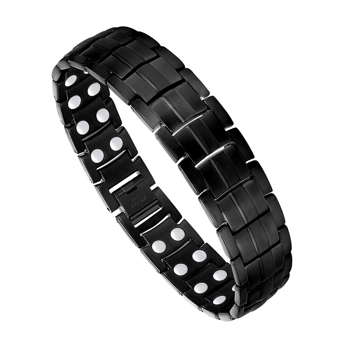 Feraco magnetic bracelet for men in black with dual magnets for daily wear.
