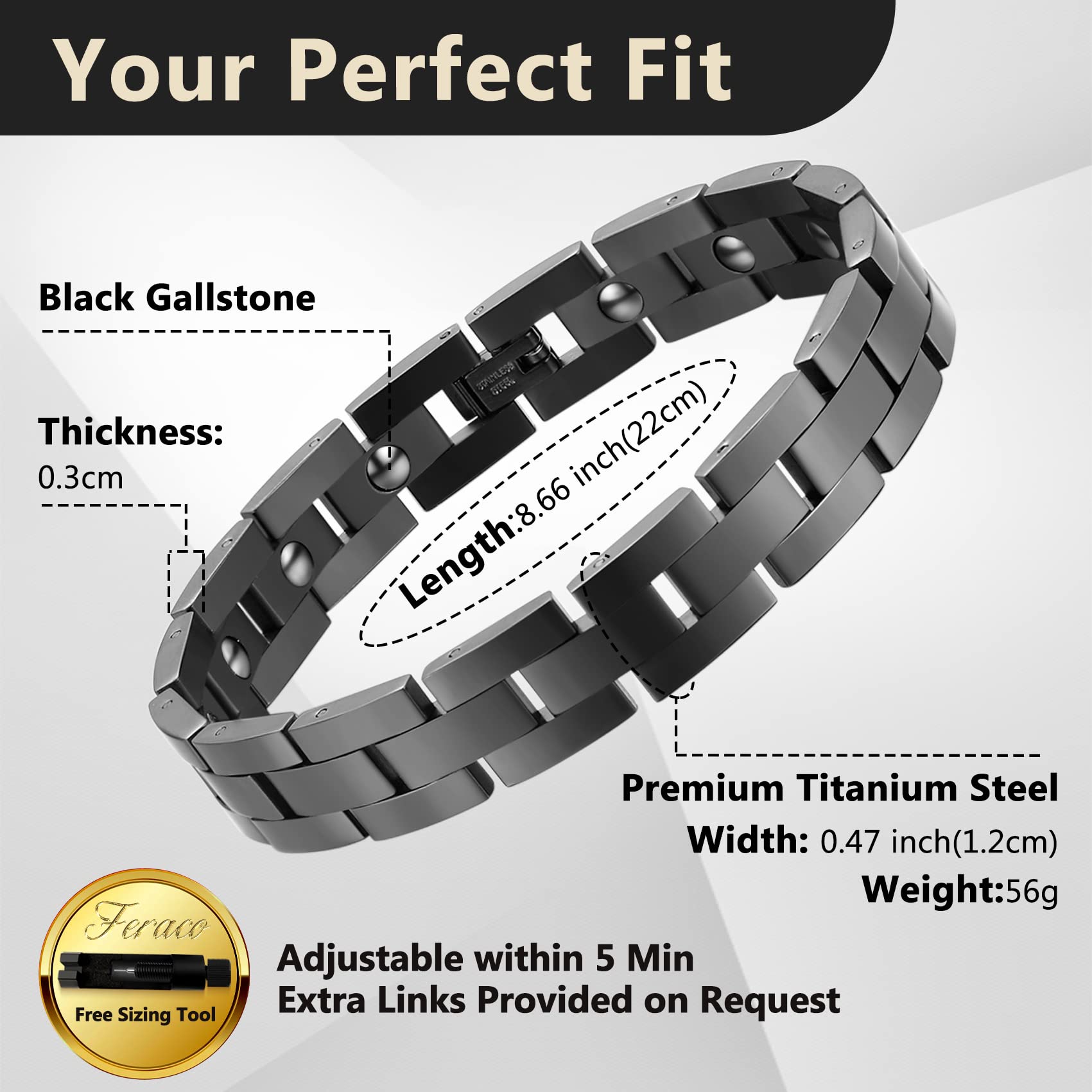 Feraco gift box packaging, magnetic bracelet for men ready for gifting.