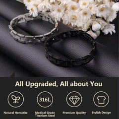 Feraco bracelet with sizing tool included, easy adjustment in black titanium.