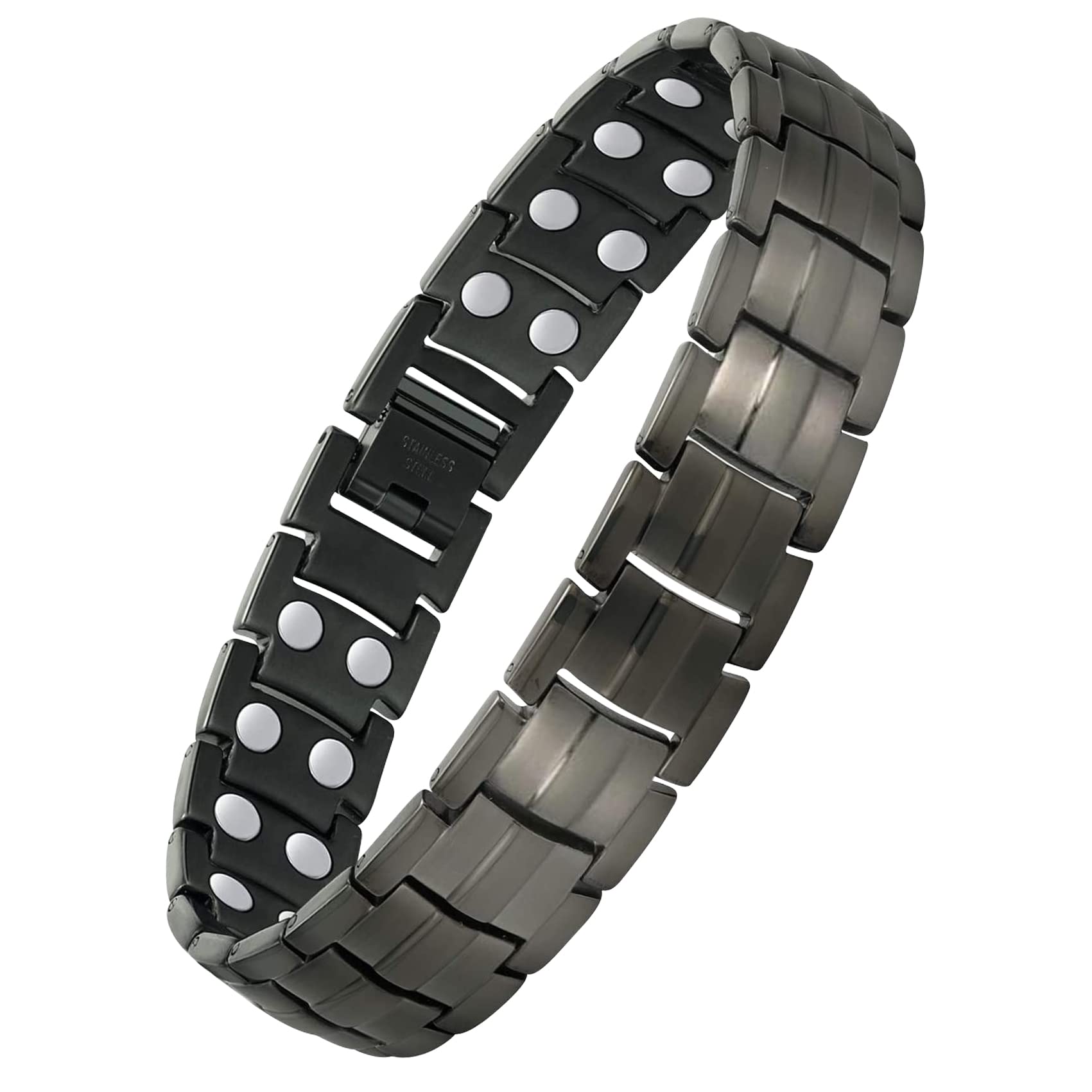 Feraco magnetic bracelet for men with double-row magnets in gray for daily wear.