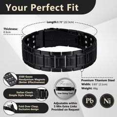 Feraco titanium steel bracelet highlights hypoallergenic durable material