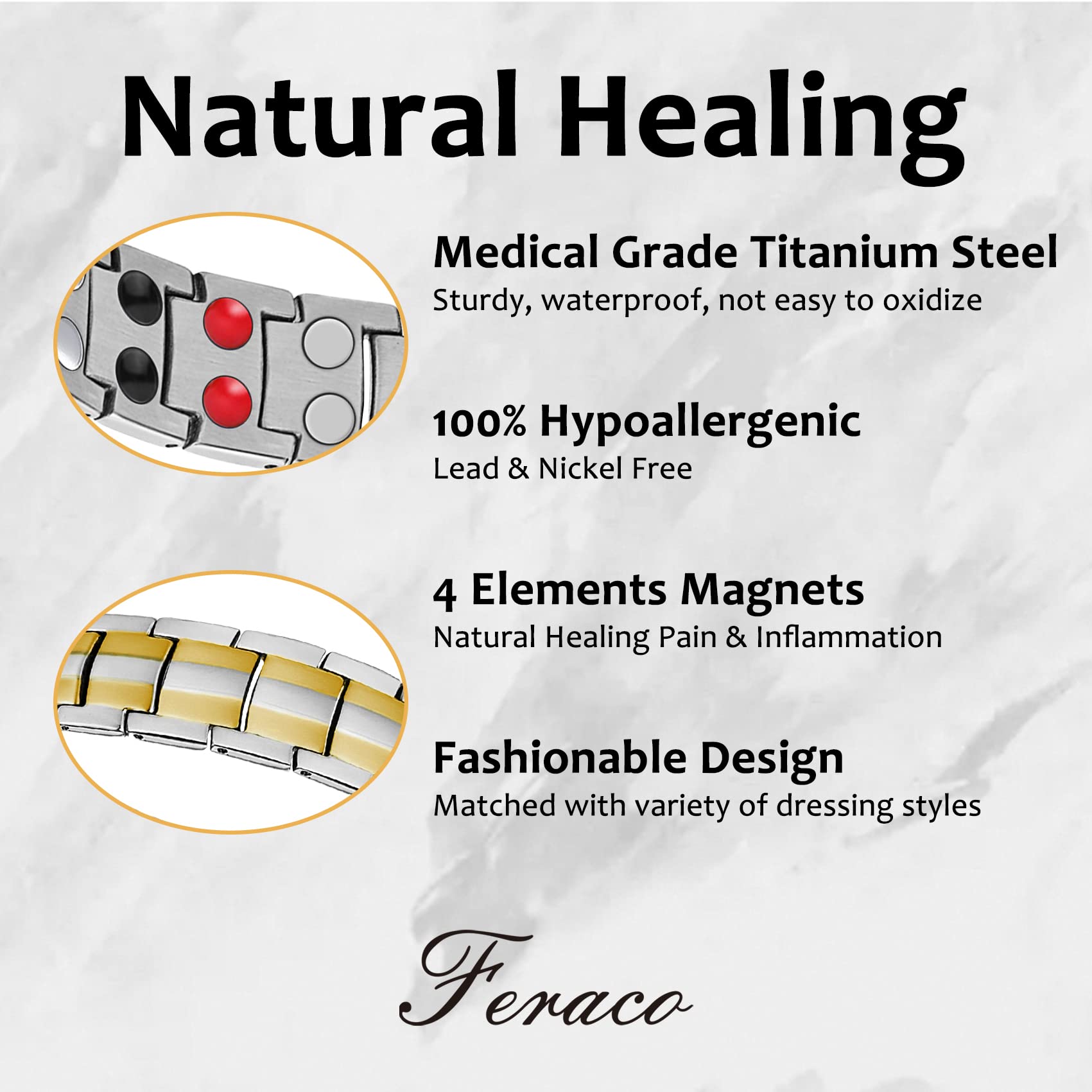 Feraco magnetic bracelet featuring a strong clasp for secure wear.