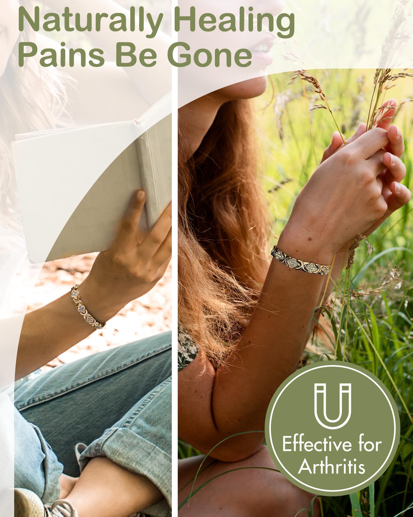 Feraco magnetic bracelet with sizing tool offers customizable fit for comfortable daily wear.