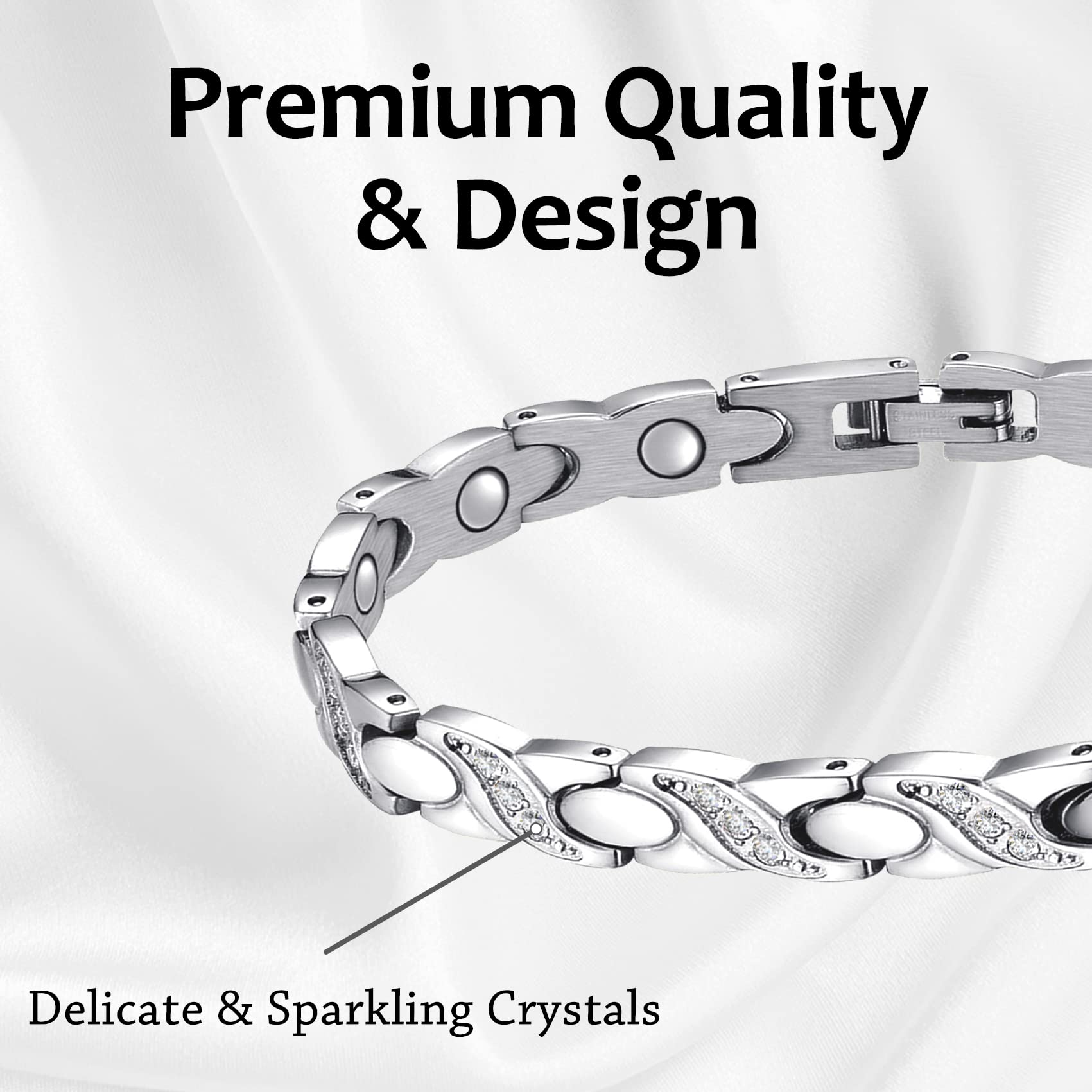 Feraco silver bracelet with size tool included ensures a comfortable fit.